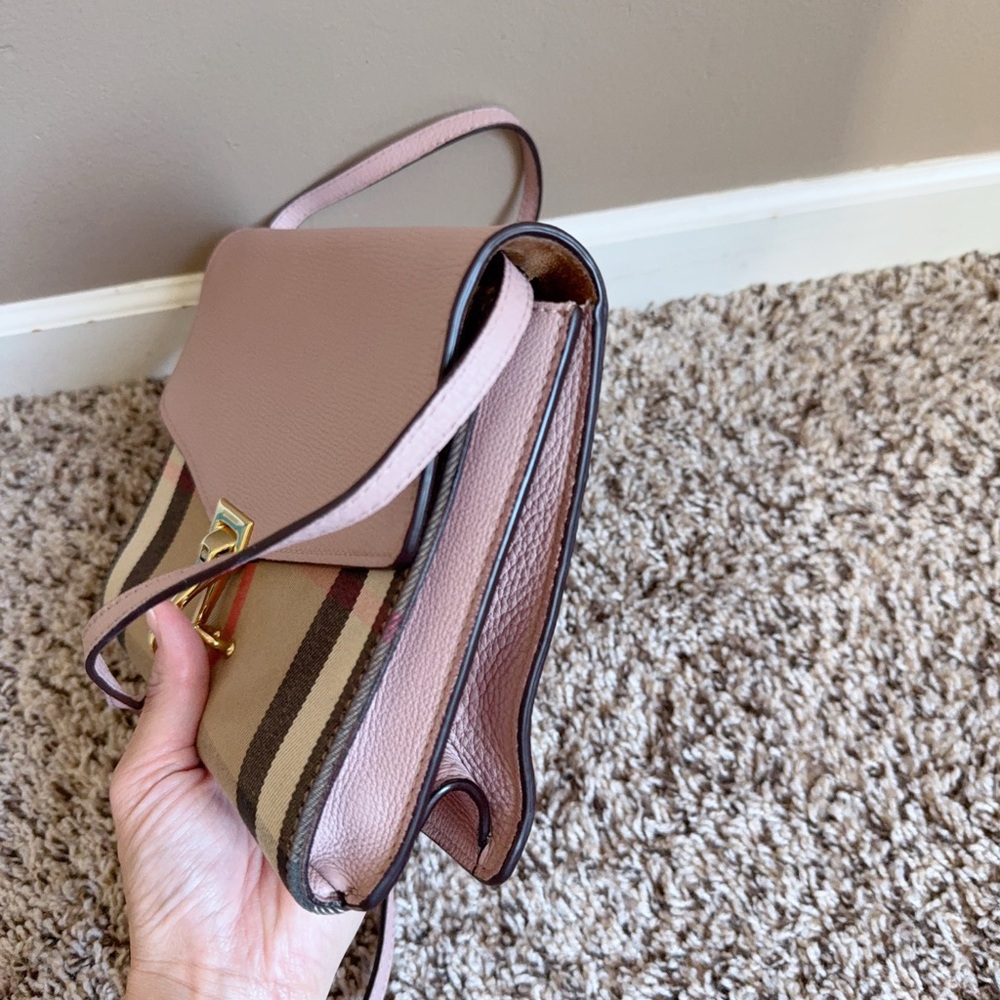 Burberry Macken Crossbody Bag Leather and House Check Canvas Small - Picture 3 of 11